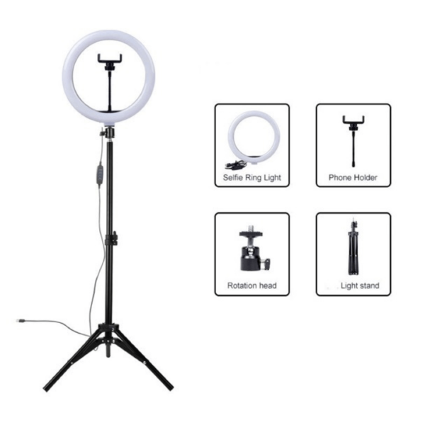 26cm Ring Light with Mobile Holder, Stand Holder and 7ft Stand